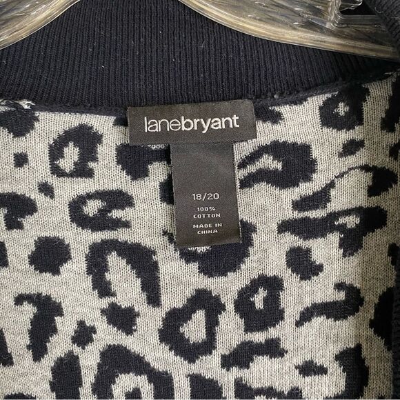 Lane Bryant Cardigan Women’s 18/20 Black Gray Cotton Button Front Animal Print - Picture 9 of 9